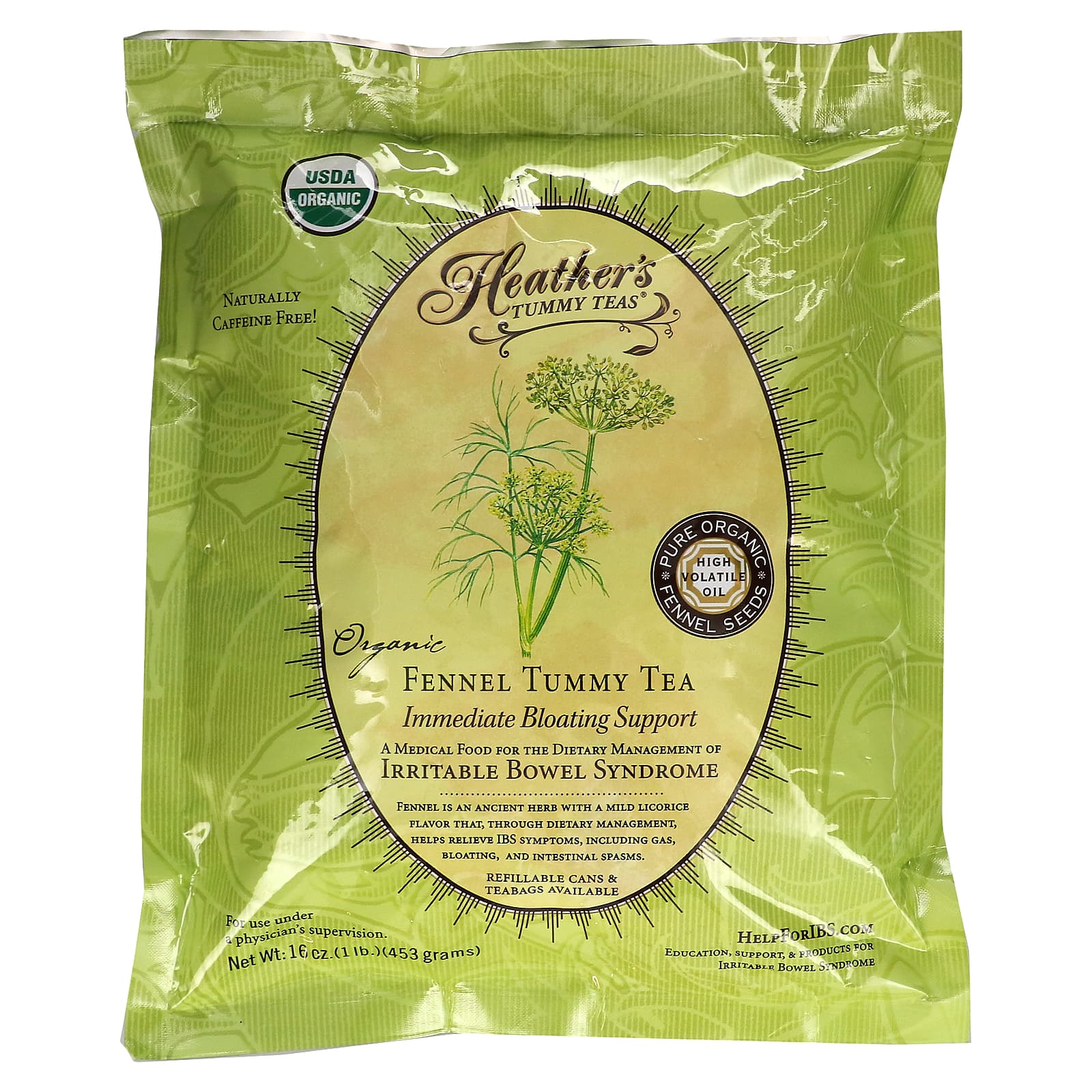 Heather S Tummy Care Tummy Teas オーガニック フェンネル ティー カフェインフリー 16 Oz 453 G