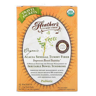 Heather's Tummy Care, органическая клетчатка сенегальской акации, 25 стиков, по 2,5 г каждый