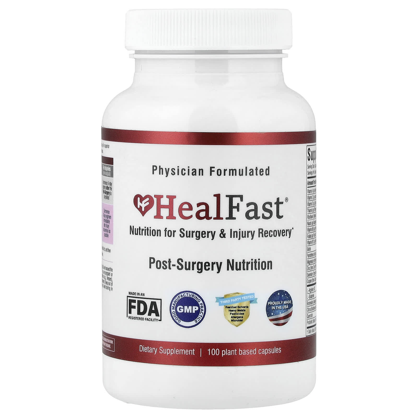 HealFast, Post-Surgery Nutrition, 100 растительных капсул