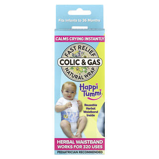 Happi Tummi, Fast Relief Colic & Gas Natural Wrap, Infants to 36 Months, Blue, 1 Wrap & 1 Herbal Pouch