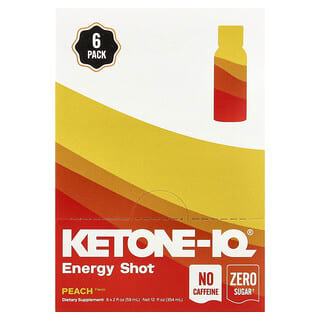 Ketone-IQ, Energia de Alto Desempenho, Pêssego, 10 g, 6 Frascos, 59 ml (2 fl oz) Cada