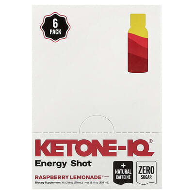 Ketone-IQ, Energy Shot, Raspberry Lemonade, 6 Pack, 2 fl oz (59 ml) Each