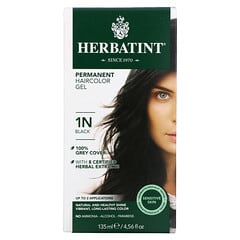 Herbatint, Permanent Haircolor Gel, 1N, Black, permanente Haarfarbe, Farbgel, 1N, Schwarz, 135 ml (4,56 fl. oz.)