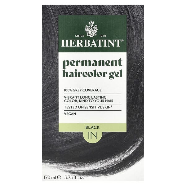 Herbatint, Permanent Haircolor Gel, 1N, Black, 1 Application Kit