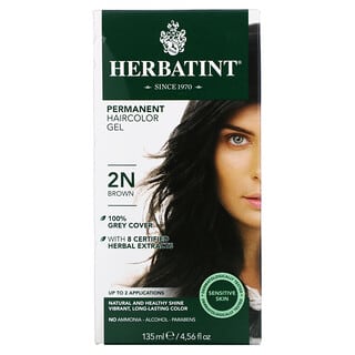 Herbatint, 퍼머넌트 헤어컬러 젤, 2N, 갈색,135ml(4.56fl oz)