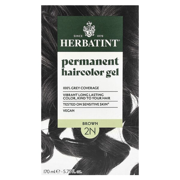 Herbatint, 長期染髮凝膠，2N，棕色，4.56 液量盎司（135 毫升）
