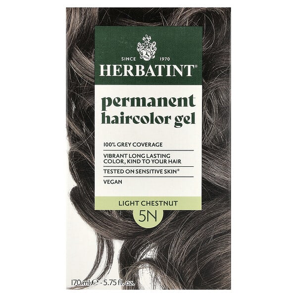 Herbatint, 퍼머넌트 헤어컬러 젤, 5N 라이트 체스트넛, 170ml(5.75oz)