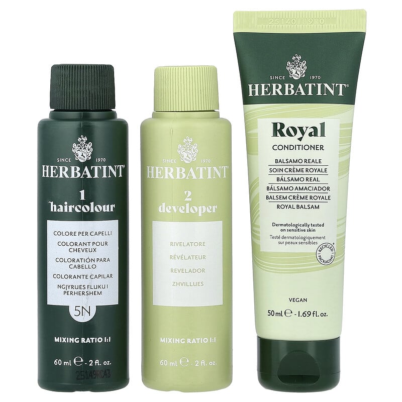 HERBATINT ヘアカラージェル 3個セット 長持ちヘアカラージェル、5N ライトチェスナット、170ml