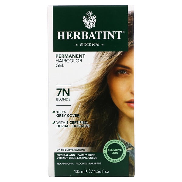 Herbatint, 長期染髮凝膠，7N 金色，4.56 液量盎司（135 毫升）