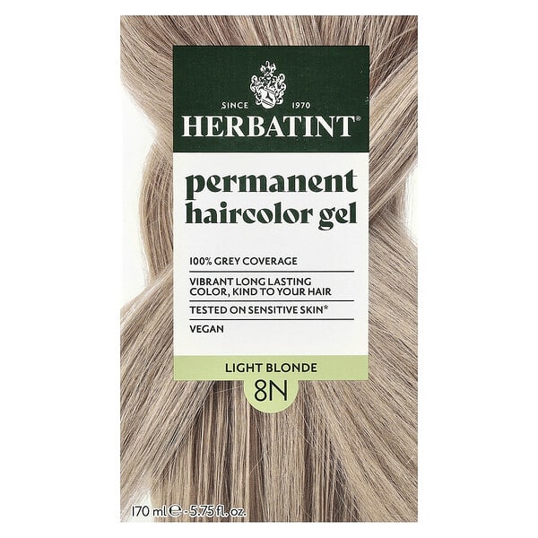 Herbatint, 長期草本染髮凝膠，8N，淡金色，4.56 液量盎司（135 毫升）