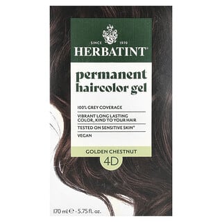 Herbatint, Tinte para el cabello en gel permanente, 4D, Castaño dorado, 135 ml (4,56 oz. Líq.)