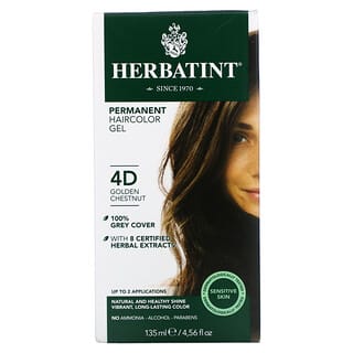 Herbatint, Стойкая гель-краска для волос, 4D, золотистый каштан, 135 мл (4,56 жидк. Унции)