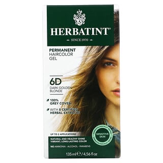 Herbatint‏, "ג'ל צבע לשיער קבוע, 6D, בלונד זהוב כהה, 135 מ""ל (4.56 אונקיות נוזל)"