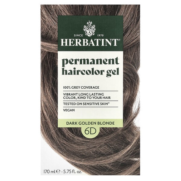 Herbatint, 長期染髮凝膠，6D 黑金棕色，5.75 液量盎司（170 毫升）