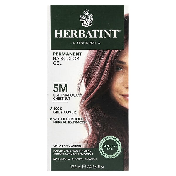 Herbatint, 長期染髮凝膠，5M 紅棕色，4.56 液量盎司（135 毫升）