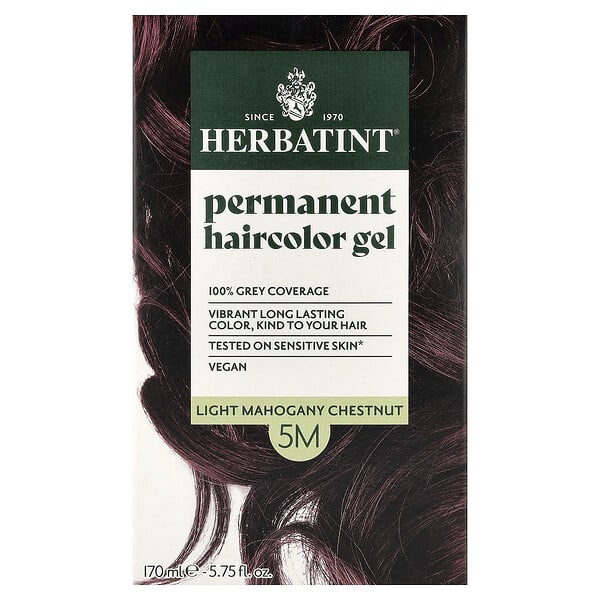 Herbatint, 퍼머넌트 헤어컬러 젤, 5M 라이트 마호가니 체스트넛, 170ml(5.75fl oz)