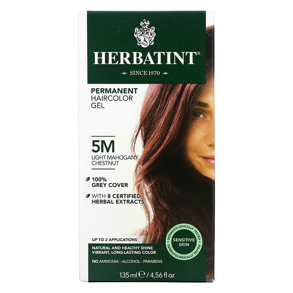 Herbatint, 長期染髮凝膠，5M 紅褐栗色，4.56 液量盎司（135 毫升）