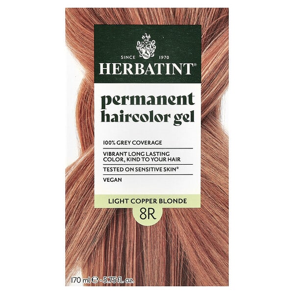 Herbatint, 영구 염색 젤, 8R, 라이트 코퍼 블론드, 135ml (4.56fl oz)