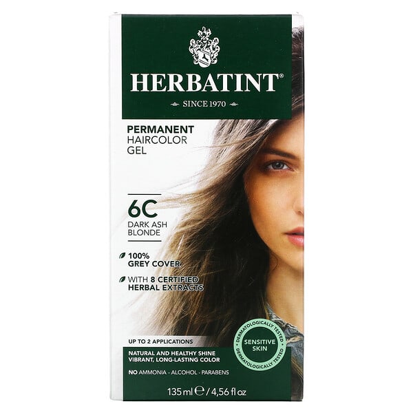 Herbatint, 長期染髮凝膠，6C，黑灰棕色，4.56 液量盎司（135 毫升）