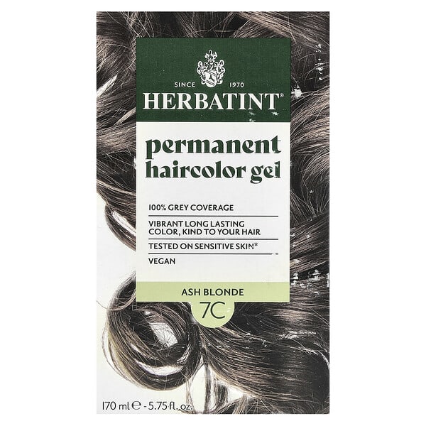 Herbatint, Permanent Haircolor Gel, 7C, Ash Blonde, 4.56 fl oz (135 ml)