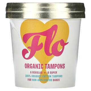 Here We Flo, Organic Tampons, Regular + Super, 16 Tampons