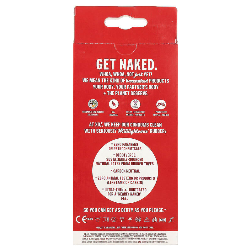 XO! Ultra-Thin, Righteous Rubber Lubricated Condoms, Unscented, 6 Condoms