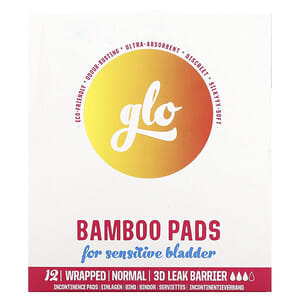 Here We Flo, Glo, Bamboo Pads For Sensitive Bladder, Normal, 12 Wrapped Pads
