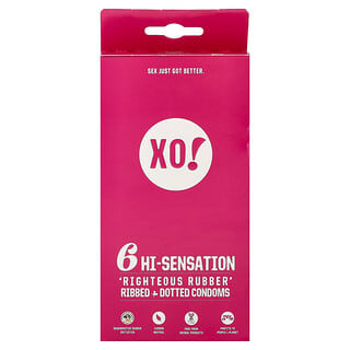 Here We Flo, XO! Gerippte und genoppte, nachhaltige Kondome, parfümfrei, 6 Kondome