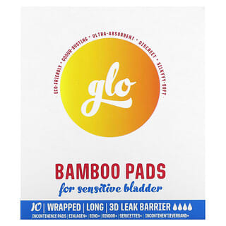 Here We Flo, Glo, Bamboo Pads For Sensitive Bladder, Long, 10 Pads