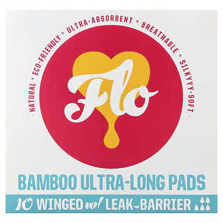 Here We Flo, 대나무 울트라 롱 패드, 날개형, 10개