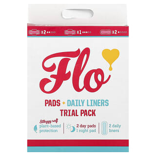 Here We Flo, Pacote de Teste de Absorventes + Protetores Diários, 5 Unidades