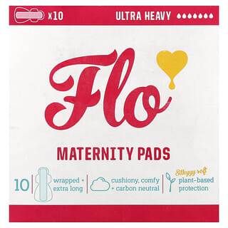 Here We Flo, Absorventes para Maternidade, Ultrapesado, 10 Embalados + Absorventes Extralongos