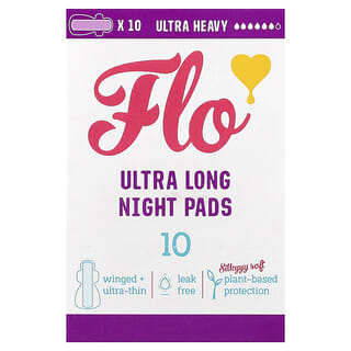 Here We Flo, Absorventes Noturnos Ultralongos, UltraPesados, 10 Absorventes