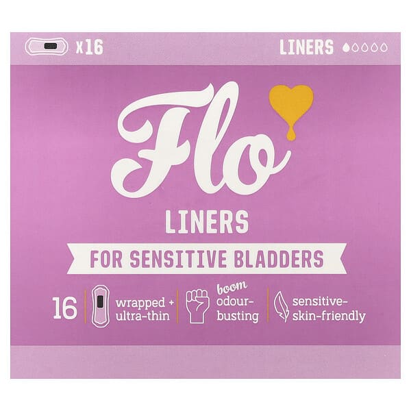 Here We Flo, Liners, For Sensitive Bladders, Ultra-Thin, 16 Liners