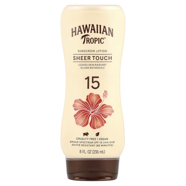 Hawaiian Tropic, 全粹觸感，抗曬乳，SPF 15，8 液量盎司（236 毫升）
