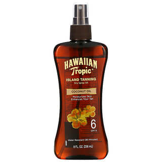 Hawaiian Tropic, زيت رذاذ التسمير الجاف، زيت جوز الهند، عامل حماية من الشمس 6، 8 أونصات سائلة (236 مل)