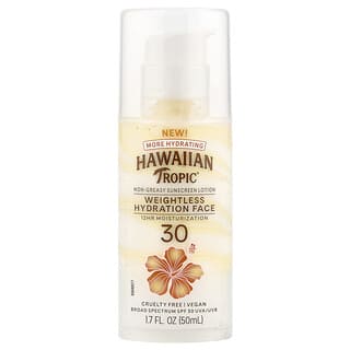 Hawaiian Tropic, Silk Hydration, Loción bronceadora con protector solar liviano para el rostro, Sin aceite, FPS 30, 50 ml, (1,7 oz)