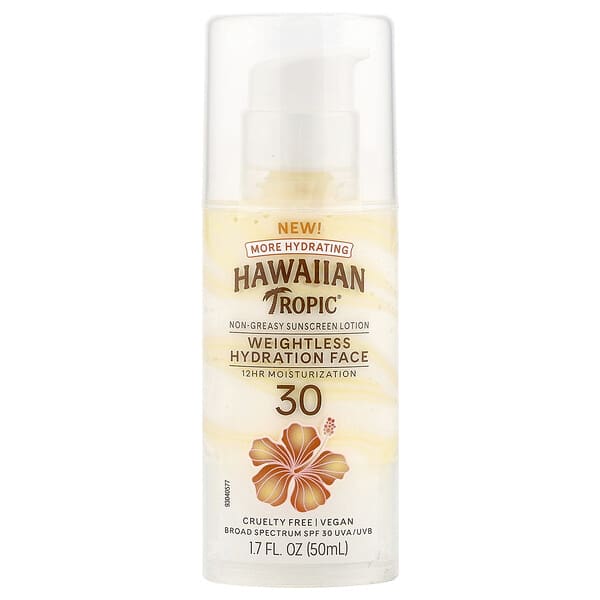 Hawaiian Tropic, 絲滑保濕，清爽護膚，無油抗曬乳，SPF 30，1.7 盎司（50 毫升）