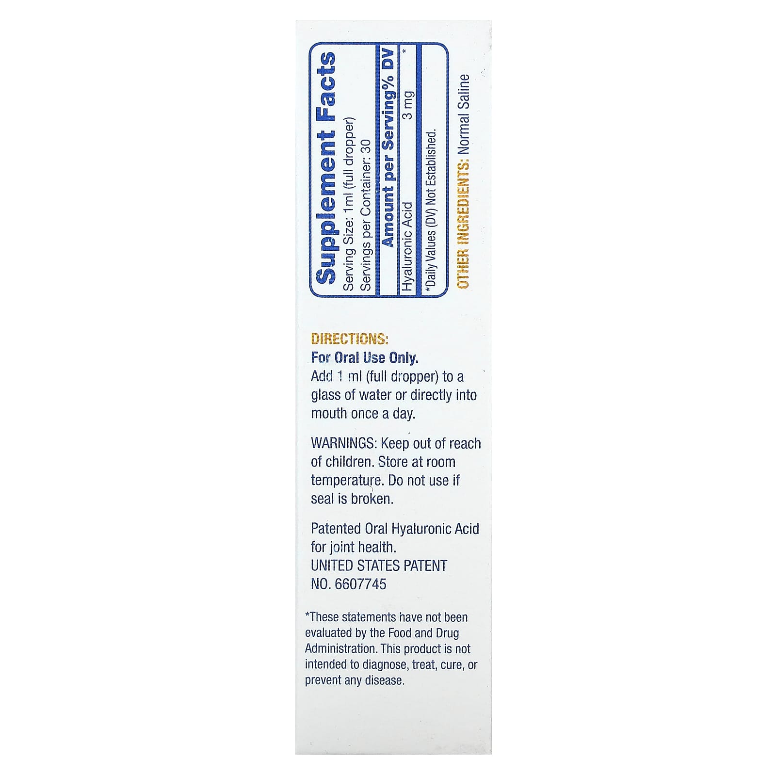 Hyalogic, Hyaluronic Acid For Joint, Skin & Eyes, Synthovial Seven, 1