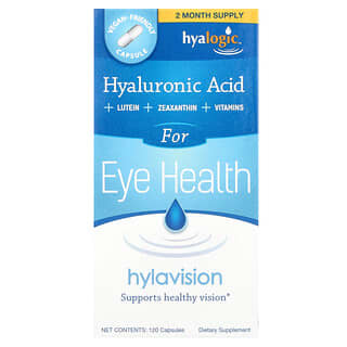 Hyalogic, HylaVision, гиалуроновая кислота, лютеин, зеаксатин и витамины, 120 капсул