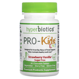 Hyperbiotics, Pro-Kids ENT, Sugar Free, Strawberry Vanilla, 45 Chewable Tablets