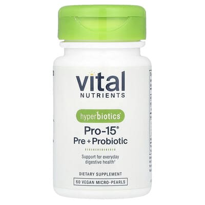 Vital Nutrients, Hyperbiotics®, PRO-15®, Prebiotics + Probiotics, 60 Vegan Microbeads