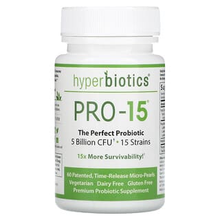 Hyperbiotics, PRO-15, The Perfekt Probiotic, das perfekte Probiotikum, 5 Milliarden KBE, 60 patentierte Depot-Mikroperlen