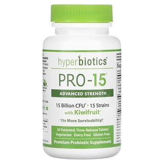 Hyperbiotics, PRO-15 Advanced Strength，含獼猴桃，150 億 CFU，30 片專利緩釋片