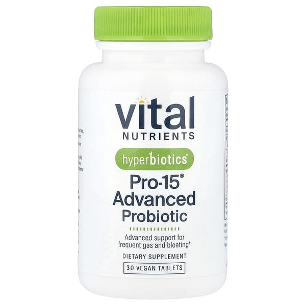 Vital Nutrients, Hyperbiotics®, Pro-15® 어드밴스드 프로바이오틱, 비건 정제 30정