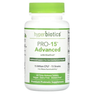 Hyperbiotics, PRO-15, Fuerza avanzada con kiwi, 60 tabletas patentadas de liberación rápida