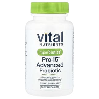 Vital Nutrients, Hyperbiotics®, улучшенный пробиотик PRO-15®, 60 веганских таблеток