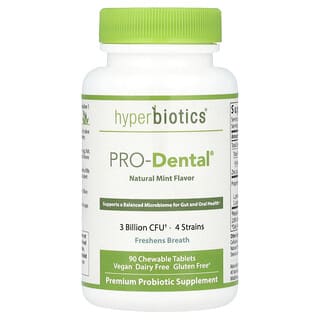 Hyperbiotics, Pro-Dental® Probiotic, Probiotikum, natürliche Minze, 90 vegane Kautabletten