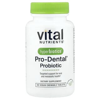 Vital Nutrients, Hyperbiotics®, Pro-Dental®, пробиотик, натуральный мятный вкус, 90 веганских жевательных таблеток