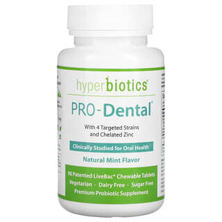 Hyperbiotics, PRO-Dental، بنكهة النعناع الطبيعي، 90 قرص للمضغ